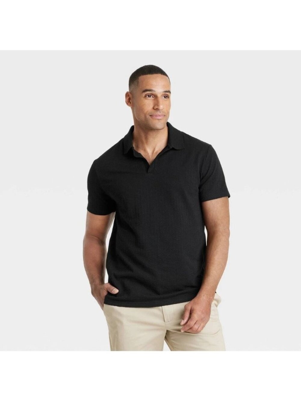 NWT Men's Johnny Collar Polo Shirt - Goodfellow & Co Black M
